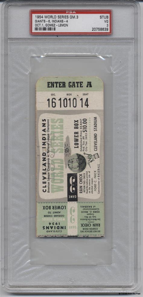 1954 World Series Game 3 Ticket Stub PSA 3 - Tickets From The Past