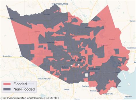 Map of the flooded and non-flooded census tracts in Harris County based... | Download Scientific ...