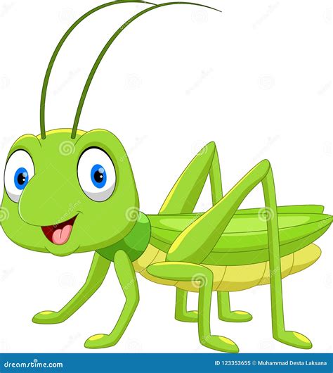 Cute grasshopper cartoon stock illustration. Illustration of green - 123353655