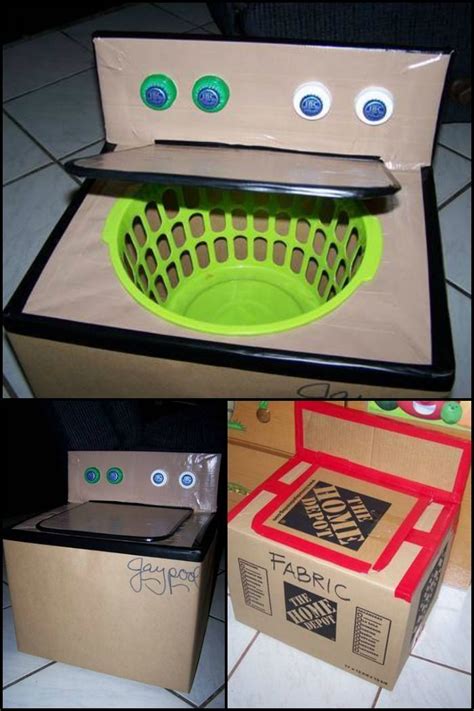 This DIY cardboard washing machine is a great addition to your kids playhouse! | Diy kids toys ...