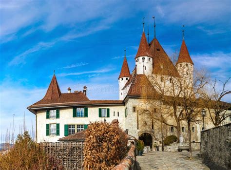 Old Castle Thun on Thunersee in Switzerland Stock Image - Image of ...