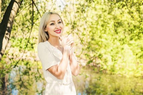 Laughing Woman Having Fun Outdoors on Green Foliage Leaves Stock Image - Image of model, face ...