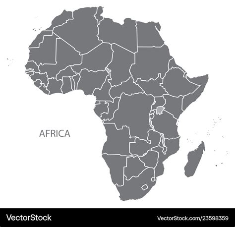 Africa map with countries grey Royalty Free Vector Image