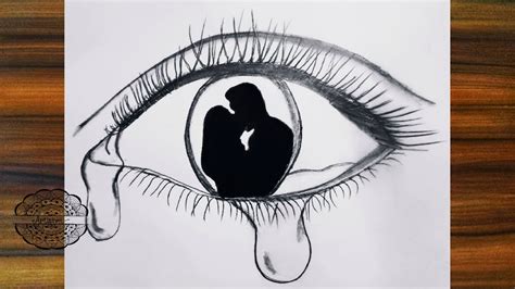 Crying love- Eye drawing || Emotional Love drawing || Easy pencil drawing-step by step - YouTube