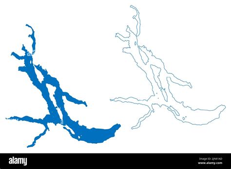 Lake Nahuel Huapi (South America, Argentine Republic, Argentina) map vector illustration ...