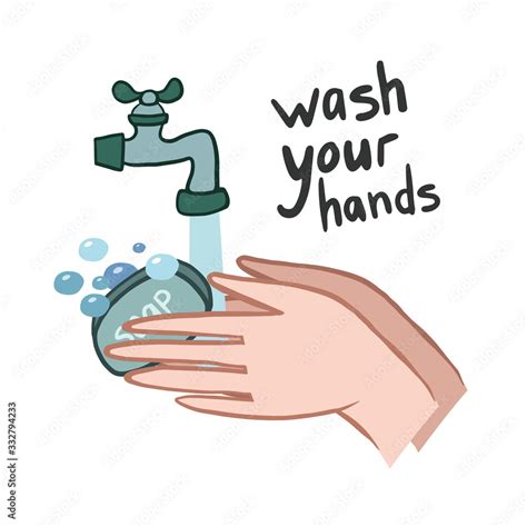 Wash your hands. Vector illustration. hand drawing. hand washing ...