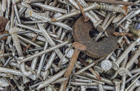 Rusty Old Iron Nails Texture Close Up Stock Image - Image of metal ...