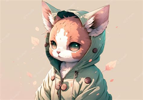 Premium Photo | Cute anime cat character digital illustration painting