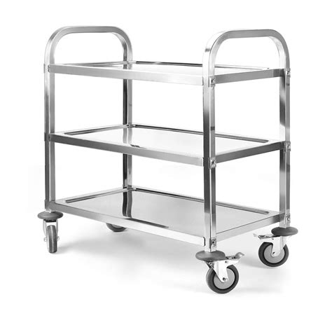 Buy Nisorpa 3 Tier Stainless Steel Utility Rolling Cart Kitchen Island Food Prep Cart Trolley ...