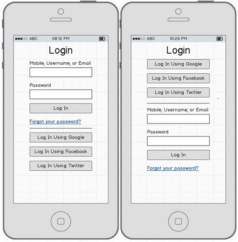 forms - Order of login and registration methods: should the social ...