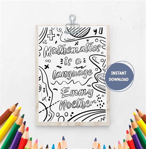 Printable Adult Coloring Page Coloring Book Women Mathematics Women in Math Coloring Page Famous ...