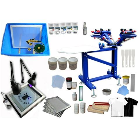 Techtongda 4 Color 1 Station Screen Printing Kit for Starter Screen Printing Press #006893 ...