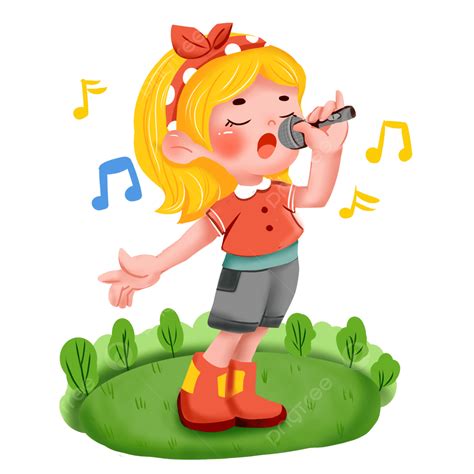 Singing Microphone PNG Transparent, Girl Singing With Microphone On World Voice Day, Childhood ...