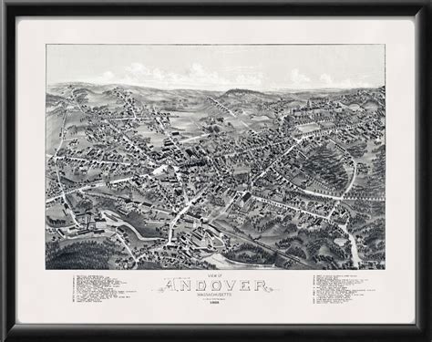 Andover, Massachusetts 1882 Map - Restored Bird’s Eye View