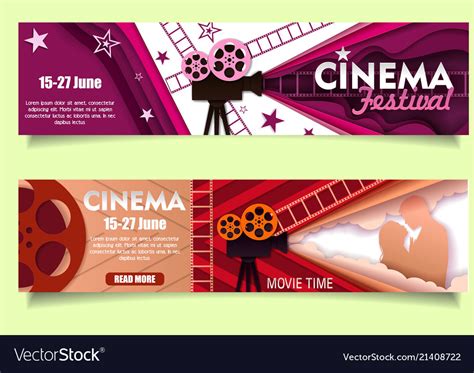 Cinema movie time paper cut banner template Vector Image