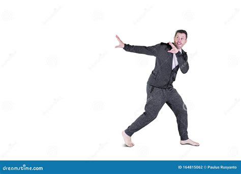 Scared Man Running Away Isolated Over White Stock Photo - Image of european, handsome: 164815062