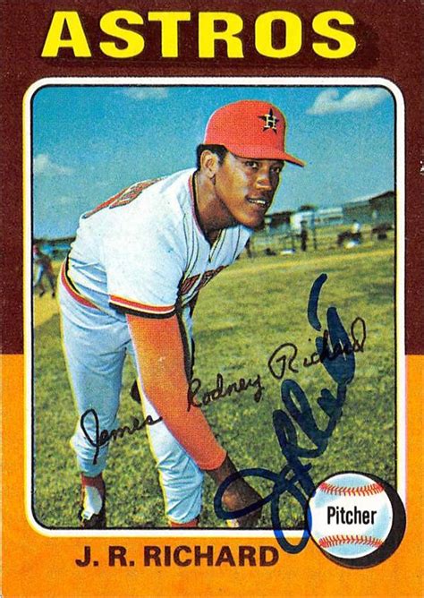 J.R. Richard autographed baseball card (Houston Astros) 1975 Topps #73