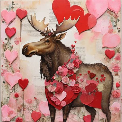 Funny Valentine Moose Art Print Free Stock Photo - Public Domain Pictures