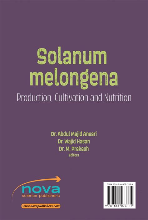 Solanum melongena: Production, Cultivation and Nutrition – Nova Science Publishers