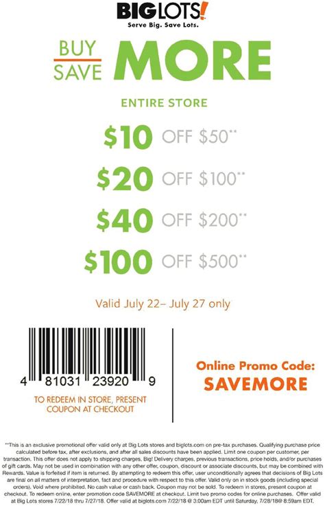 Pinned July 22nd: $10 off $50 & more at #BigLots or online via promo ...