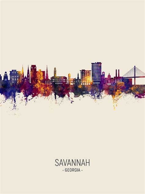 Savannah Georgia Skyline #22 Digital Art by Michael Tompsett - Fine Art America