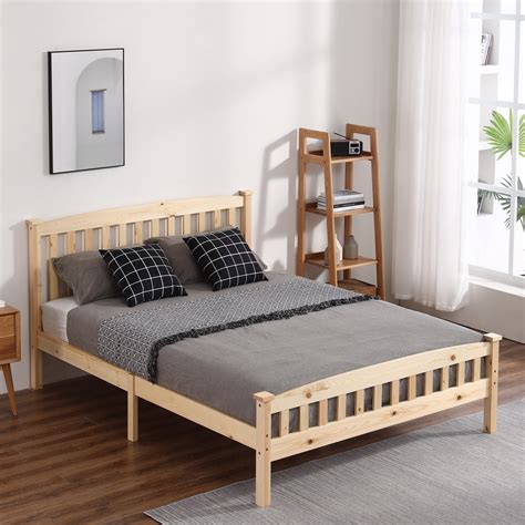 Full Size Platform Bed, Solid Wood Full Bed Frames with Headboard and Footboard, Modern Heavy ...