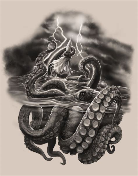 Kraken tattoo illustration | 2020 99awards | Kraken tattoo, Octopus ...