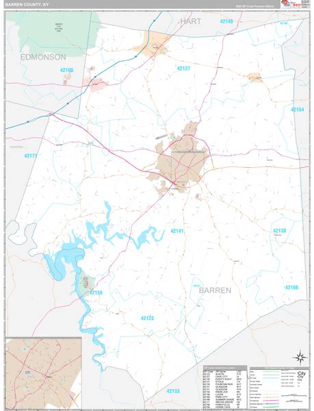 Barren County, KY Zip Code Map - Premium