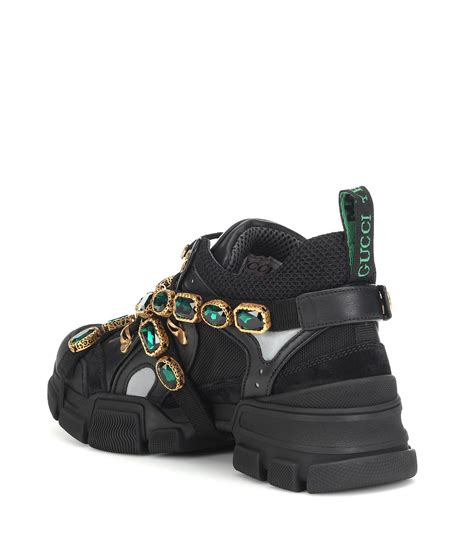 Gucci Flashtrek Embellished Sneakers in Black - Lyst