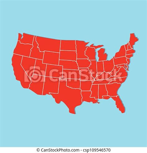Vector illustration usa map. states and territories of united states of america. | CanStock