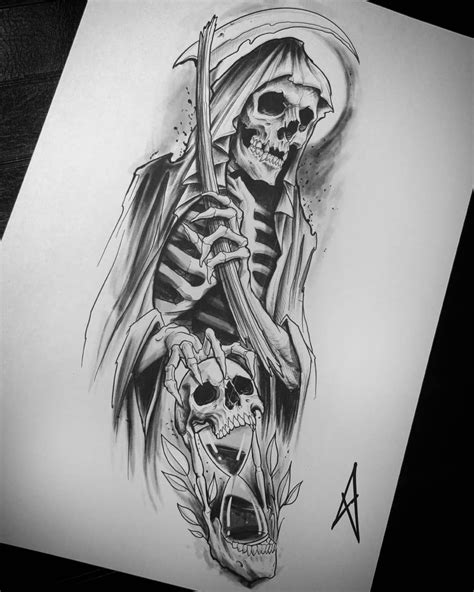 Grim Reaper Tattoo Stencil