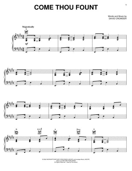 Come Thou Fount by David Crowder Band - Piano, Vocal, Guitar - Digital Sheet Music | Sheet Music ...