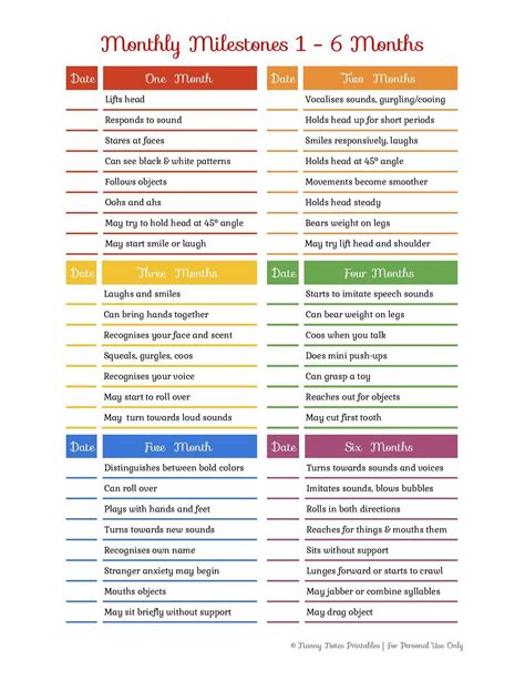 Rainbow Baby & Toddler Monthly Milestones Checklist (1 - 24 months ...