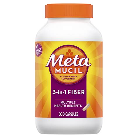 Metamucil 3-in-1 Psyllium Fiber Supplement Capsule, 300 Ct - Walmart.com - Walmart.com