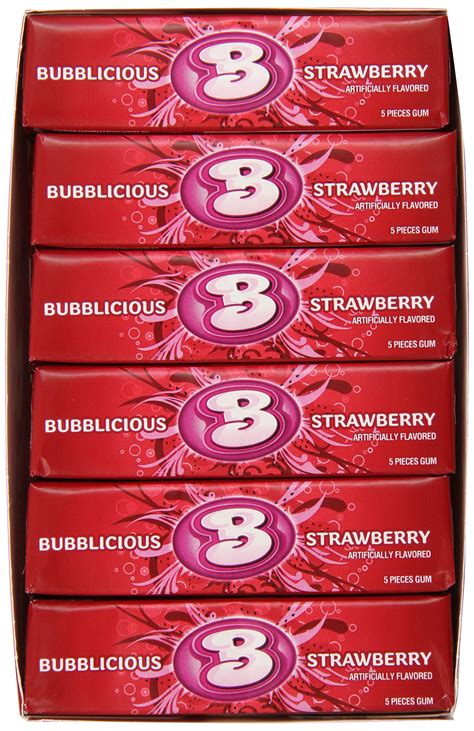 Bubblicious Bubble Gum, Strawberry Splash, 5-Piece Packs (Pack of 36 ...