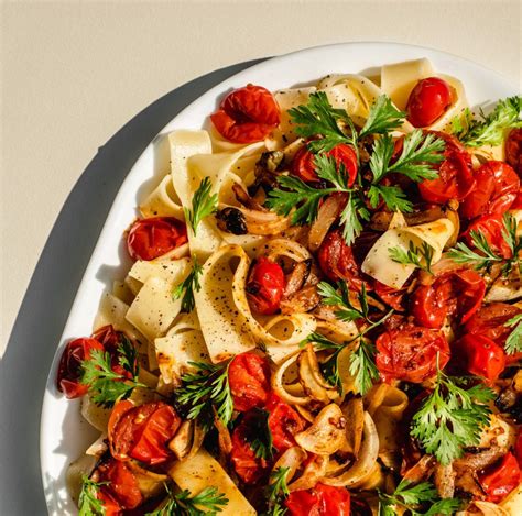 Pappardelle Pasta with Pan-Roasted Cherry Tomatoes and Capers | Recipe | Roasted cherry tomatoes ...