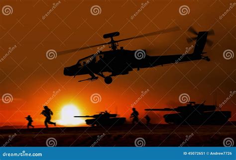 Combat Attack Apache Helicopter Stock Illustration - Illustration of graphic, dirt: 45072651