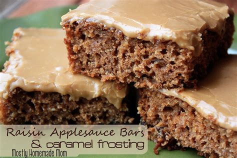 Raisin Applesauce Bars & Caramel Frosting | Mostly Homemade Mom