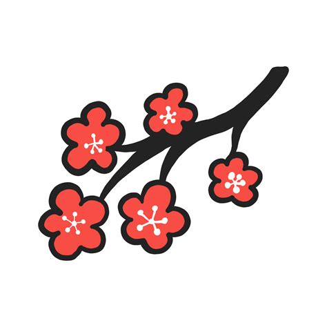 sakura or cherry blossom. iconic Japanese symbol in hand drawn ...