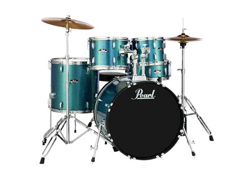 Pearl Roadshow Complete 5-Piece Drum Set w/ 20" Bass Drum, Hardware & Cymbals - Aqua Blue ...