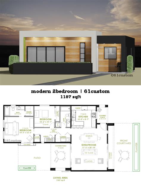 Modern 2 Bedroom House Plan | 61custom | Contemporary & Modern House ...