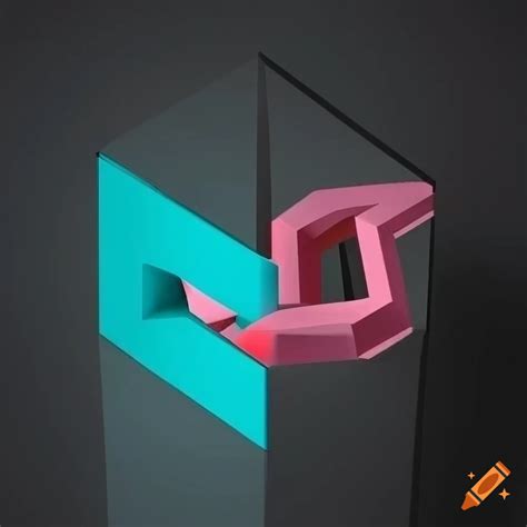 3d isometric double moebius logo on black background with carbon fiber ...