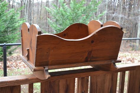 Vintage Wood Rocking Baby Cradle Handmade Primitive