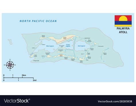 Map palmyra atoll with flag Royalty Free Vector Image