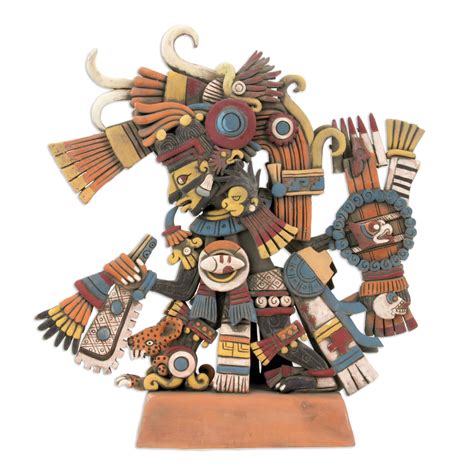 Kiva Store | Signed Ceramic Sculpture of the Aztec Deity Tezcatlipoca - Aztec God Tezcatlipoca