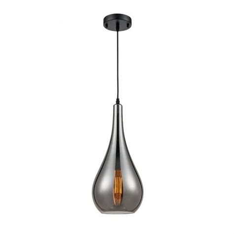 Franklite Droplet Modern Ceiling Pendant Light With Smoked Glass SUS187 ...