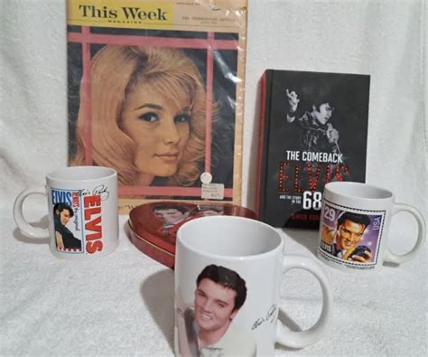LOT OF ELVIS Presley Collectibles 3 Coffee Mugs Book The Comeback 1959 ...