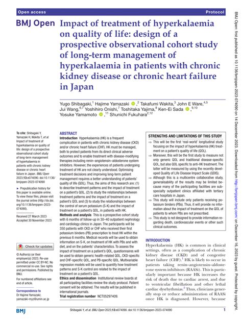 (PDF) Impact of treatment of hyperkalaemia on quality of life: design of a prospective ...