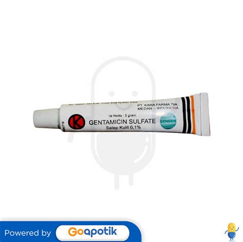 GENTAMICIN KIMIA FARMA 0.1% SALEP 5 GRAM TUBE - Kegunaan, Efek Samping, Dosis dan Aturan Pakai