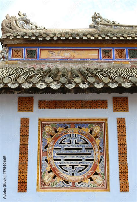 Confucius Temple wall ancient architecture in Vietnam Stock Photo | Adobe Stock